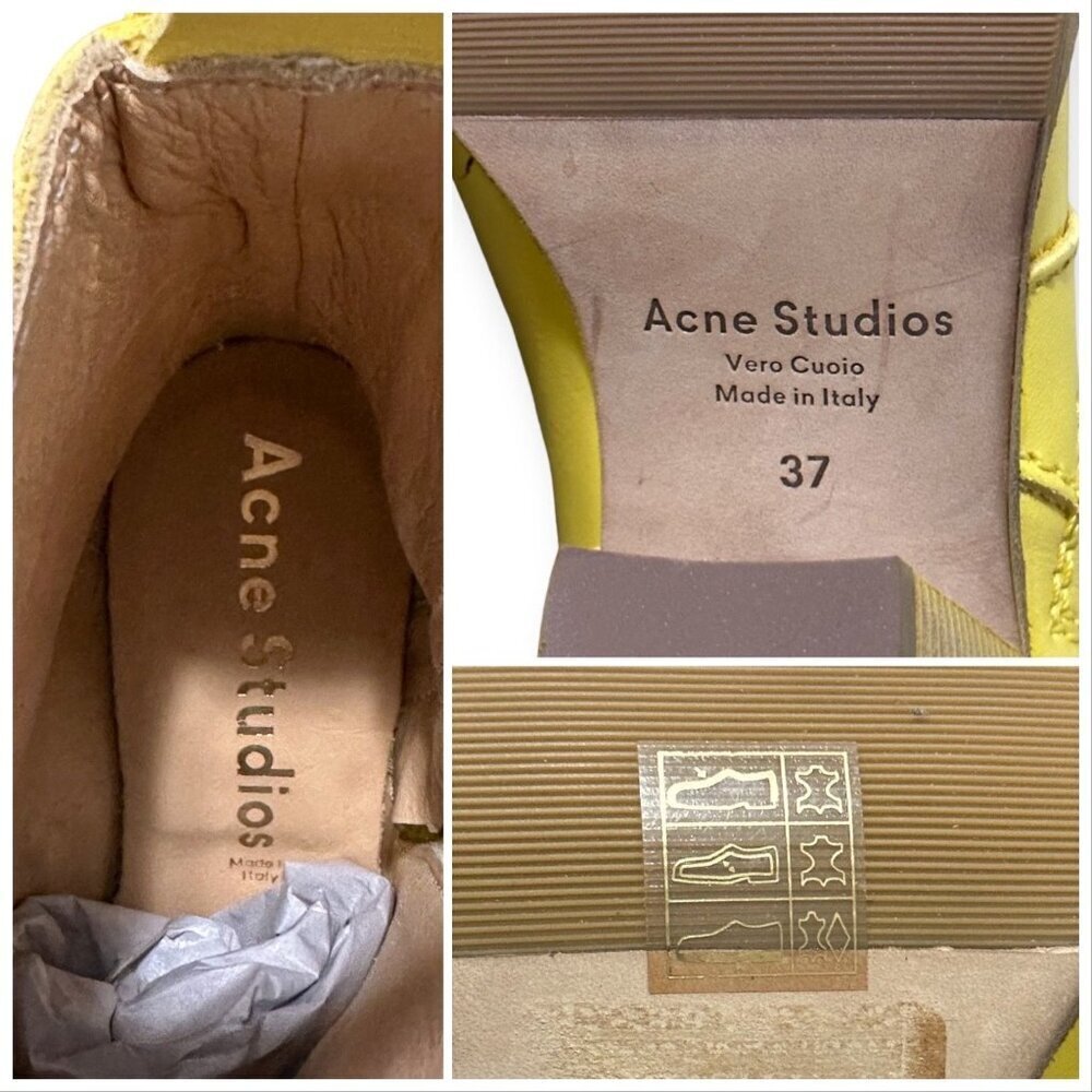 Acne Studios Pistol Boots in Lemon Yellow Leather – Size 37 – New in Box - Picture 12 of 16
